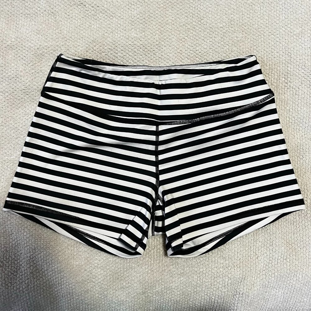 Born Primitive Black White Striped Athletic Shorts
